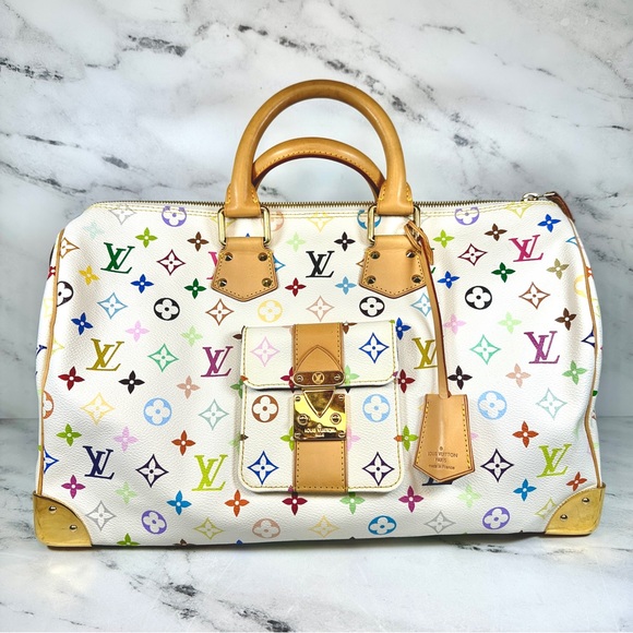 Louis Vuitton Handbags - Louis Vuitton Multicolor Speedy 40 white monogram Murakami bag vintage handbag